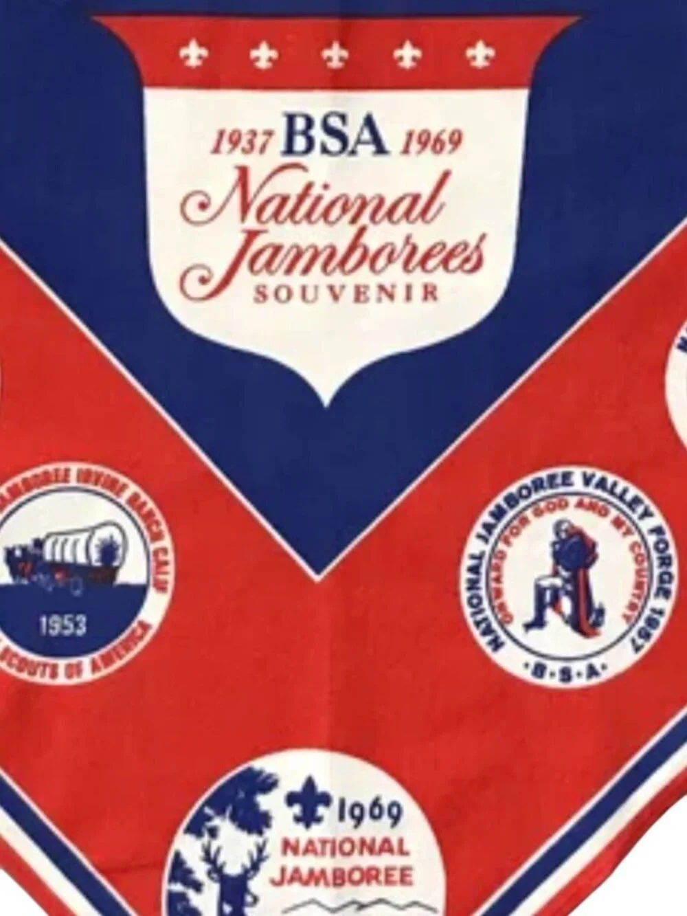 Vtg Boy Scouts Of America National Jamboree Souvenir Scarf 1937-1969  Kerchief